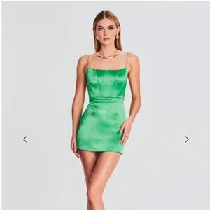 NEW $365 Retrofete Easton Corset Mini Dress Natural Green | M